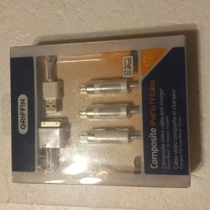 😊Griffin composite ipod to tv cable. Video cable and charger 6' 1.8m